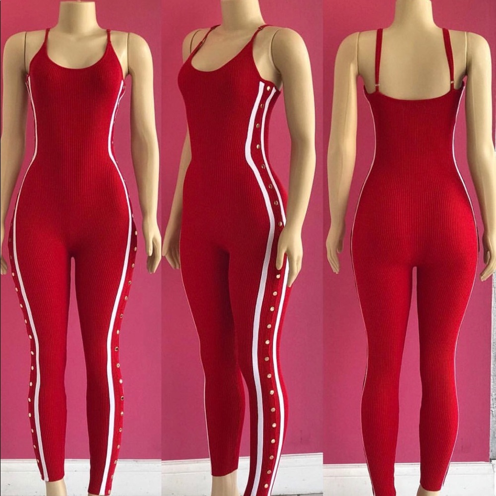 Red Snap Jumpsuit